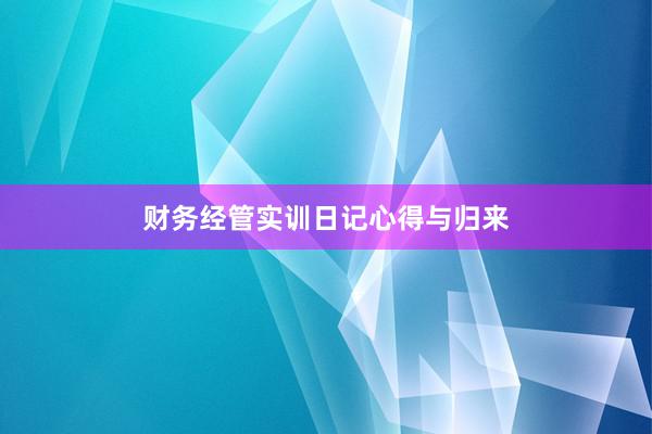 财务经管实训日记心得与归来